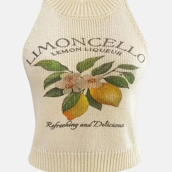 NEW! Limited Edition! Limoncello Graphic Knit Tank Top - Picture 2 of 6